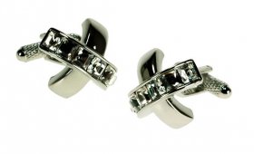 Cufflinks - Clear Crystal Cross